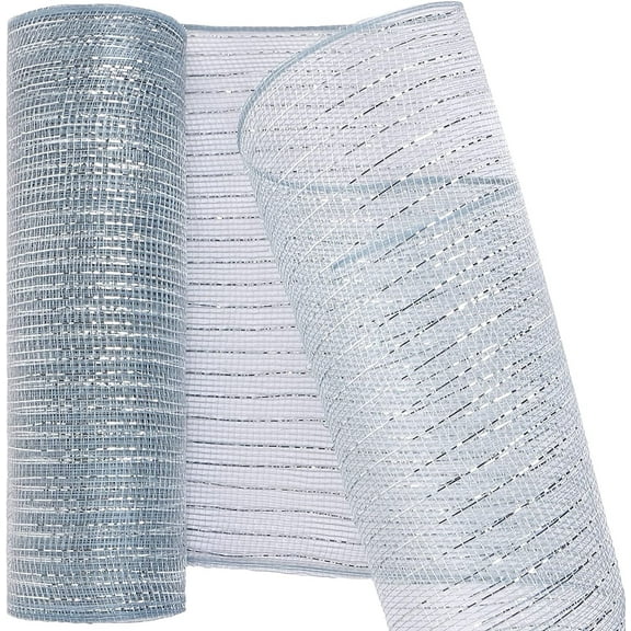 10 Inch x 30 Feet Decor Mesh Ribbon with Metallic Foil， Deco Mesh Wreath Supplies Ribbon Mesh Roll for Spring Wreaths, Swags, Craft, Party Decoration