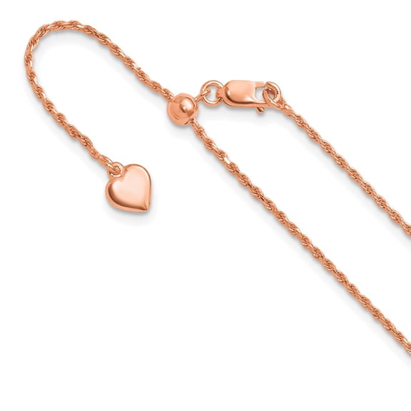 925 Sterling Silver Rope Chain Styles Necklace Rose Gold-plated Adjustable 1.2 mm D/C 22 inch