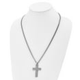 thumbnail image 3 of Mens Polished Stainless Steel Cross Pendant Necklace with Cuban Link Chain Silver Tone Modern Diagonal Pattern Geometric Texture Bold Urban Style Faith Jewelry Ideal for Daily or Formal Wear, 3 of 5