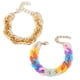 thumbnail image 1 of 2 pulseras de cadena cubana para hombres y mujeres, pulsera de hip-hop arcoíris de moda para niñas, regalos de fiesta de vacaciones, 1 of 5