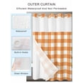 thumbnail image 2 of No Hook Cloth Fabric Shower Curtain with Snap in Liner, Orange Plaid Waterproof Shower Curtains Set with See Through Top Window, Gradient Geometric Buffalo White Checkered Bath Curtains 72"x78", 2 of 6