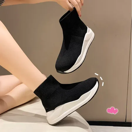 

Women‘s Ankle Boots Knitted Thick Soled Sock Boots Lightweight And Fashionable