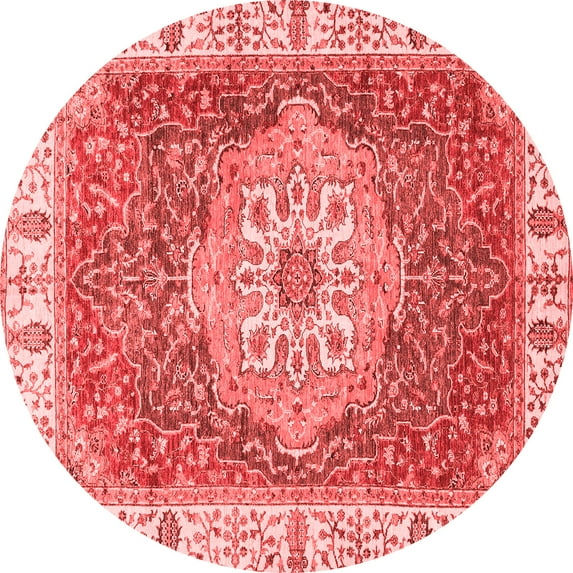 Ahgly Company Indoor Round Oriental Red Modern Area Rugs, 7' Round