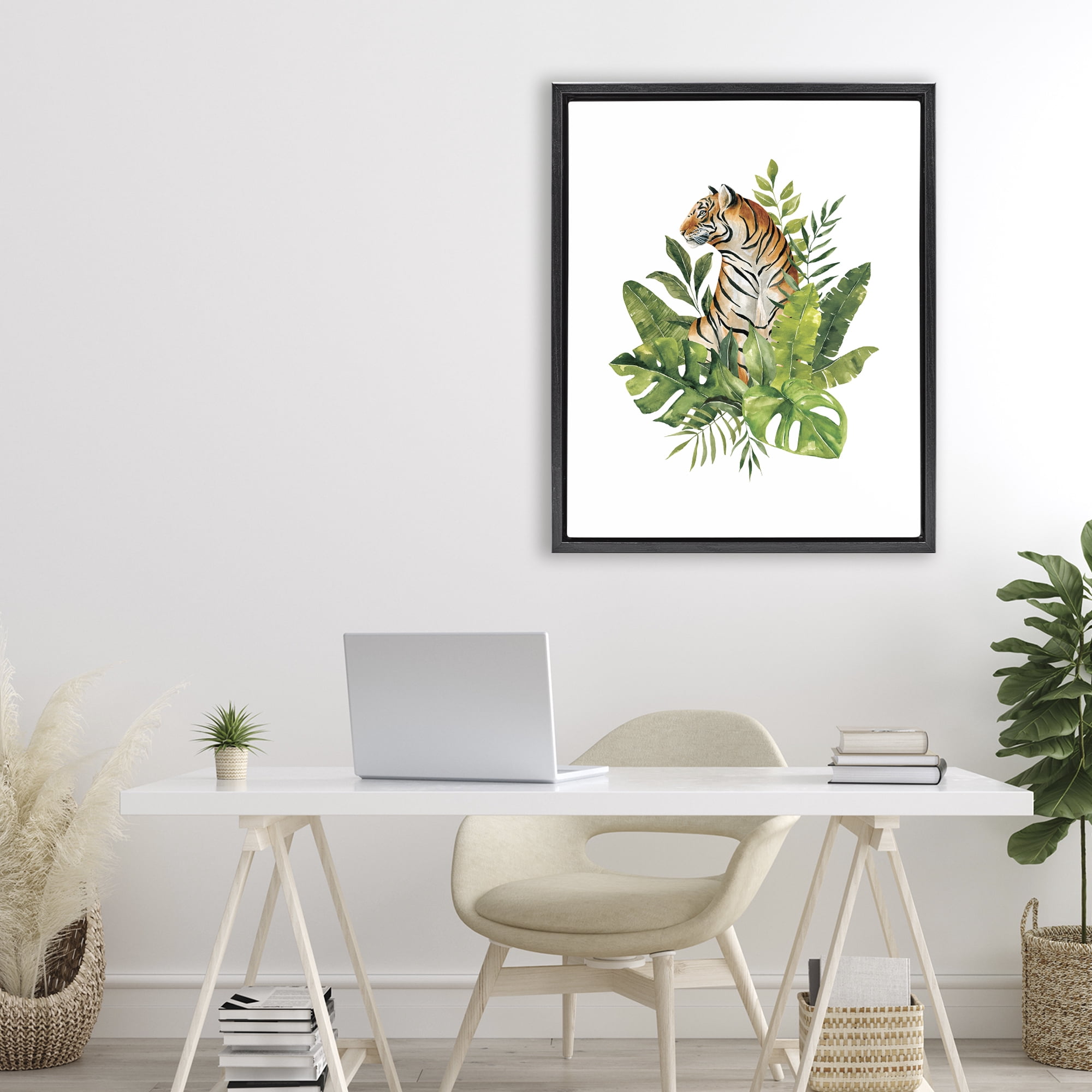Stupell Industries Exotic Jungle Tiger Black Framed Floater Canvas Wall Art, design by Bethany Sandoval