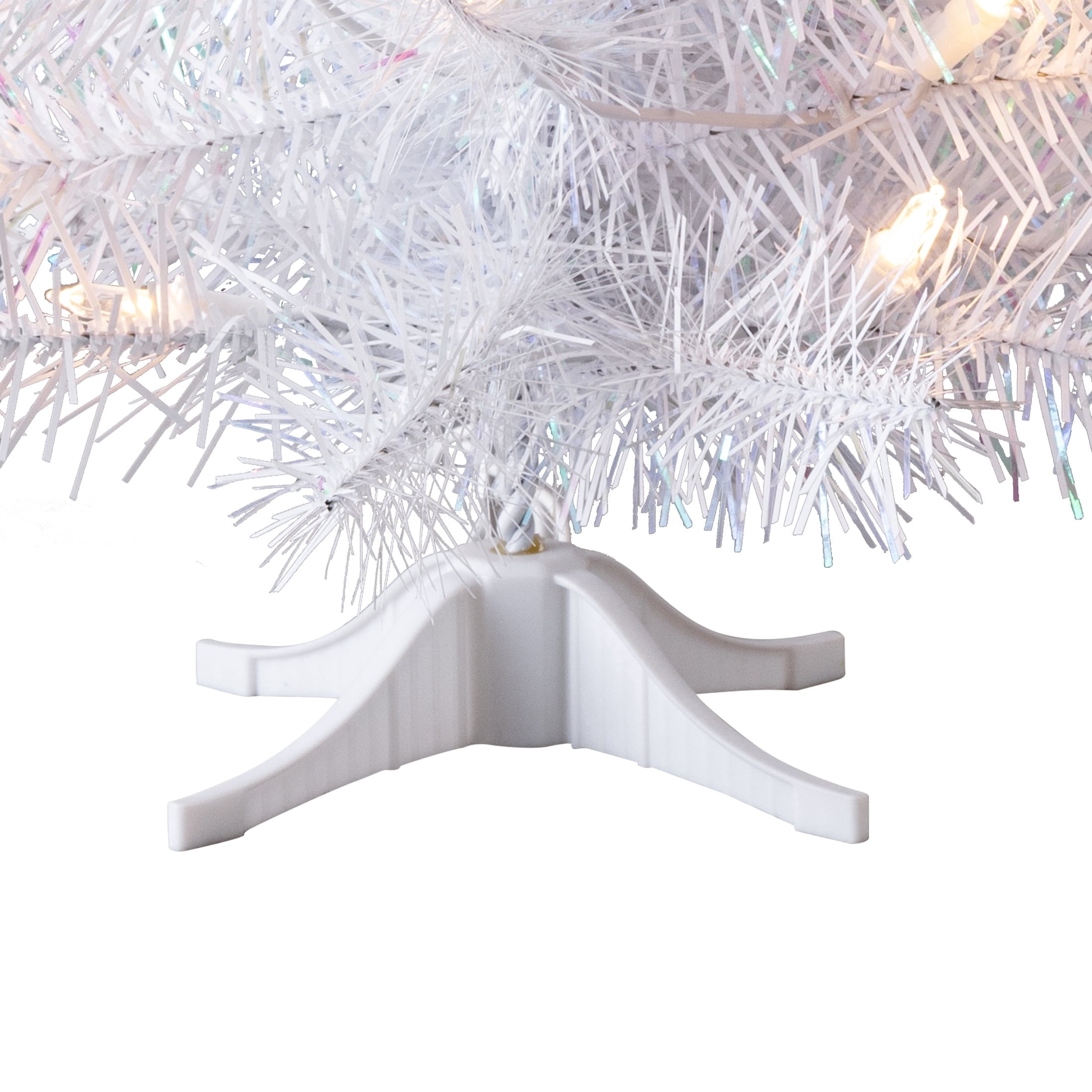 2' Small Pre-Lit Noble Spruce Iridescent White Artificial Christmas Tree with 35 Warm White LED Lights and Stand, by Holiday Time