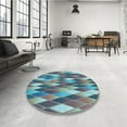 thumbnail image 4 of Ahgly Company Machine Washable Indoor Round Transitional Purple Navy Blue Area Rugs, 8' Round, 4 of 7