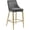 Grey and Gold, variant on Rococo Romance Modern, Contemporary Velvet Upholstered Counter Stool with Polished Metal Legs and Foot Rest, Set of 2, Ideal for Bar and Pub Height Tables, 21.5"D x 17"W x 38"H