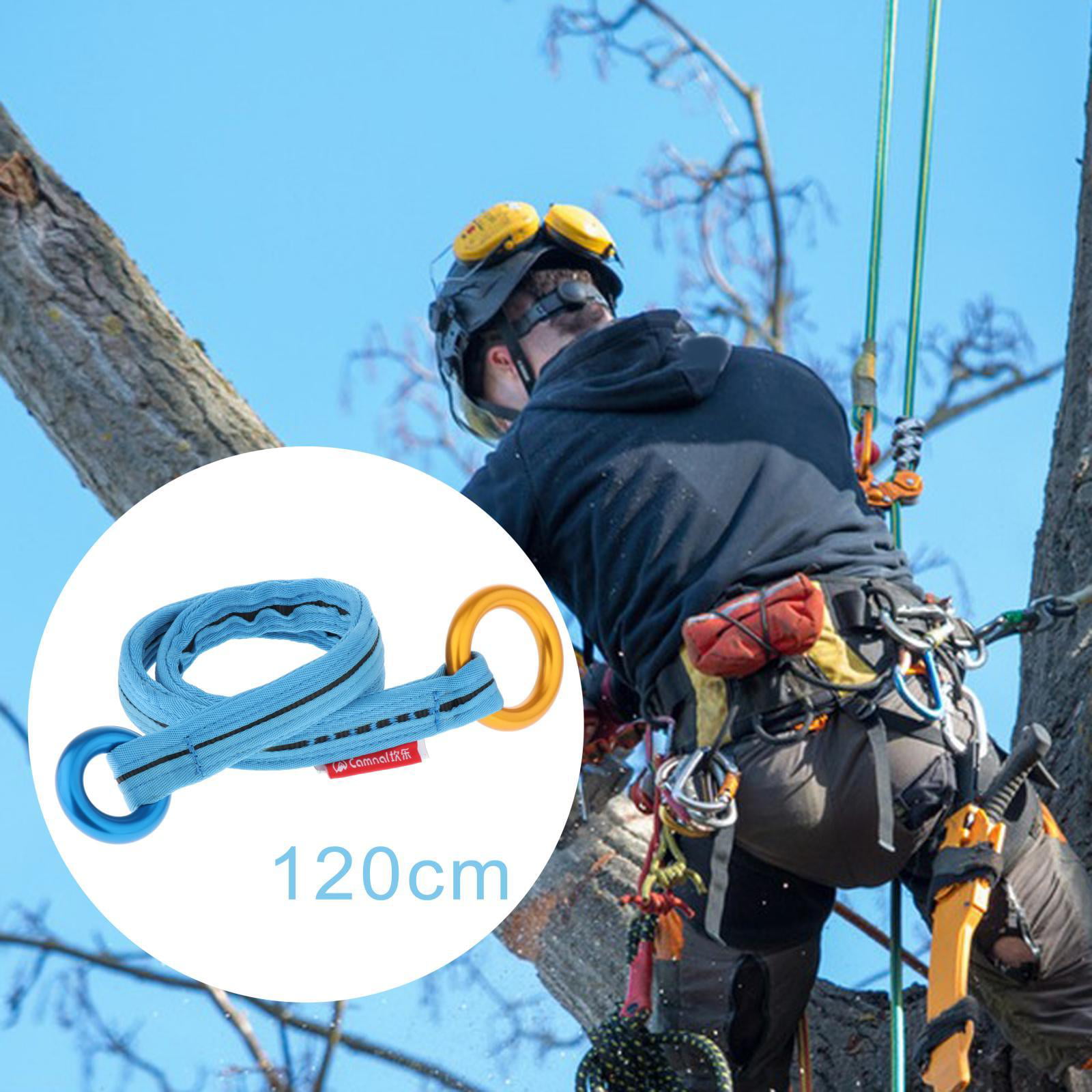 Tree Climbing Cambium Saver Retrievable Anchor, Climbing Rope Loop Rope  Belt Tree Arborist Friction Saver for Rock Climbing Backpacking , Blue 90cm  