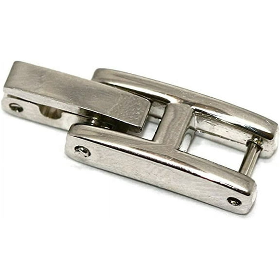 Silver Stainless Steel FOLD Over Buckle Clasp Womens Watch Bracelet Extender Link 7mm Wide in Back and The Tongue is 3mm Wide
