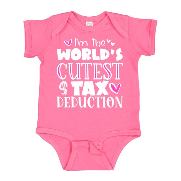 Inktastic I'm the Worlds Cutest Tax Deduction Pink Hearts Boys or Girls Baby Bodysuit