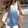 thumbnail image 4 of Womens Summer Casual Dresses Gradient Print Bohemian V Neck Sleeveless Pockets Loose Tank Top Mini Dress Holiday Wear, 4 of 5