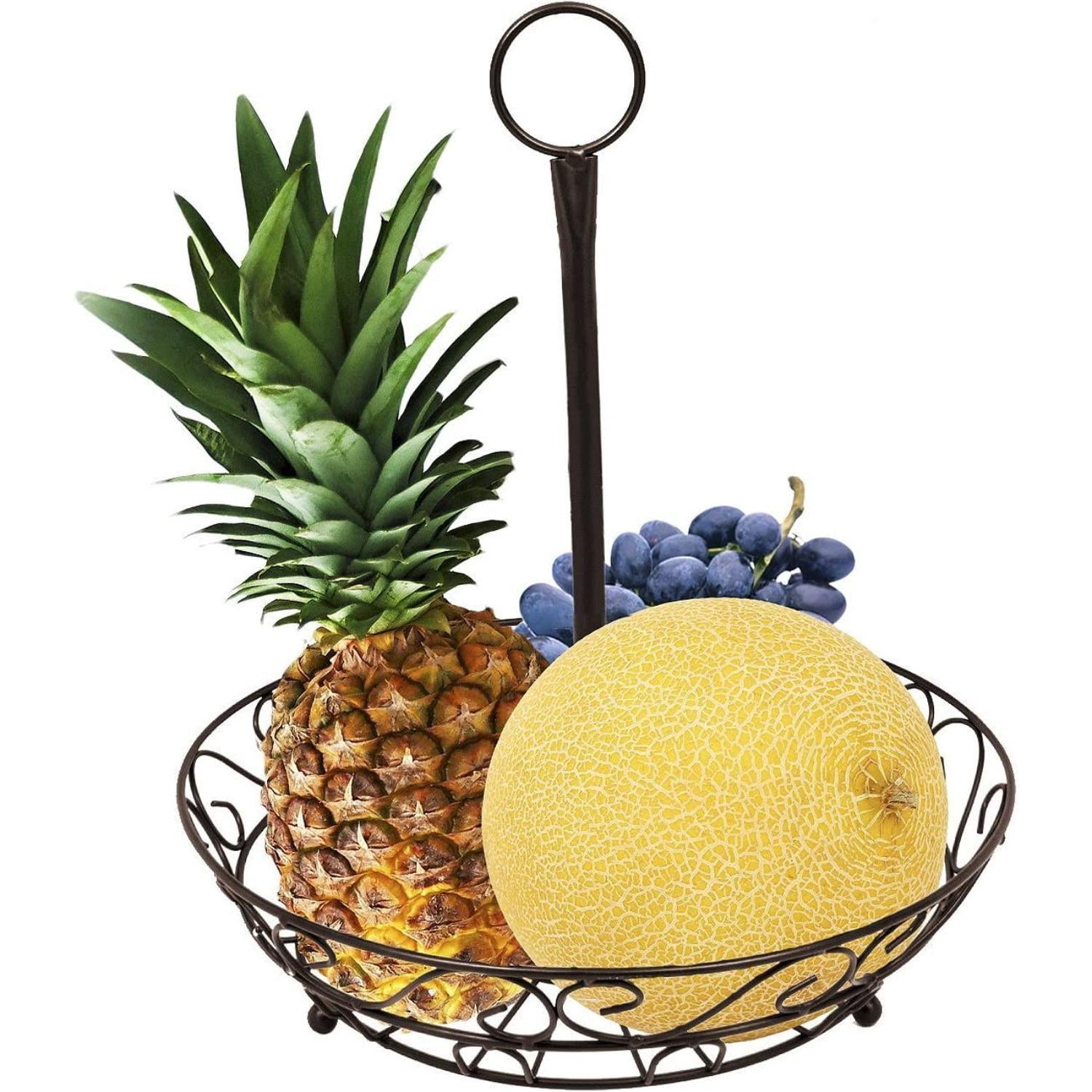 Sorbus 2-Tier Brown Metal Countertop Fruit Basket Stand, Kitchen Storage Organizer