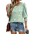 thumbnail image 3 of Fantaslook Blouses for Women Dressy Casual 3/4 Length Sleeve Womens Tops with Smocked Cuffs Fashion Shirts, 3 of 9