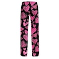 thumbnail image 3 of BLTIBY Women Valentine's Day Pajama Pant Fall Spring Love Printed Comfy Lounge Wide Leg Casual Stretch Palazzo Pj Bottoms Pants with Pockets Hot Pink 4 M, 3 of 4