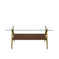 thumbnail image 5 of Tcbosik Glass Coffee Table, 38.6" Rectangle Cocktail Table with Open Shelf, 2-Tier Center Table for Living Room, Easy Assembly, Clear+Gold, 5 of 9