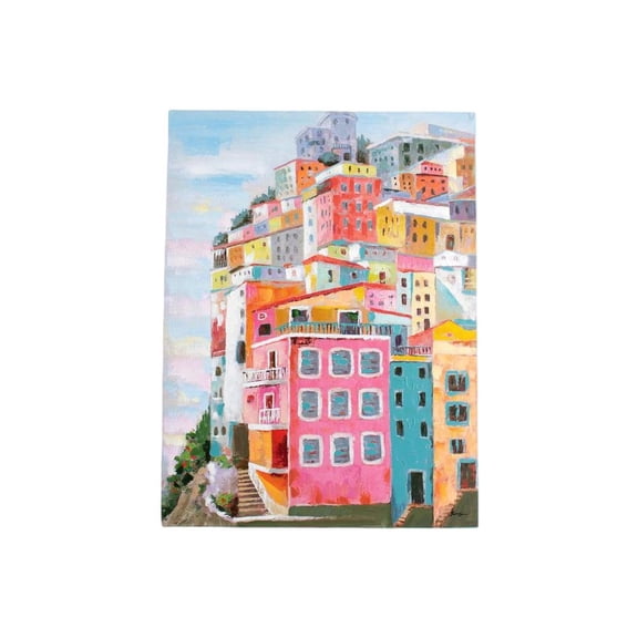 Kalalou Inc Colorful Houses Oil Painting