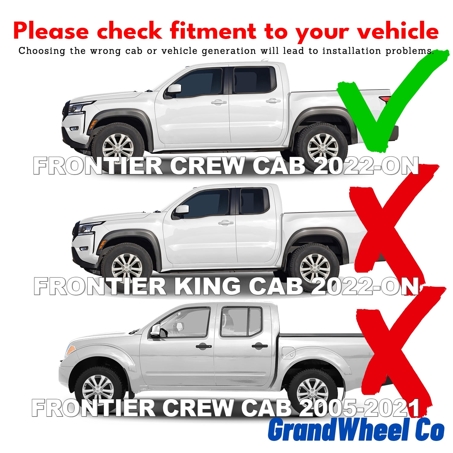 GrandWheel Co Smoke Tinted In-channel Side Window Vent Visor Deflectors Rain Guards Compatible with Frontier 2022-2026 Crew Cab - 4pcs. GW0912