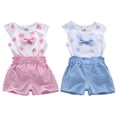 thumbnail image 4 of GYRATEDREAM Toddler Baby Girls Summer 2Pcs Outfit Bow on The Front Sleeveless Vest Tops and High Waist Shorts Set Cute Clothes for 6-12M Pink, 4 of 4