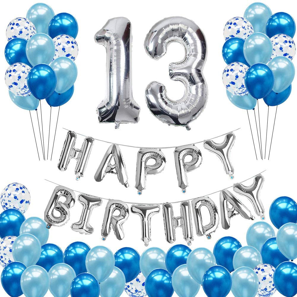 13th Birthday Party Decorations Kit Happy Birthday Banner with Number 13 Birthday Balloons for Birthday Party Supplies 13th Colourful Birthday Party Pack 