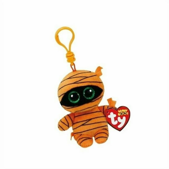 Ty Beanie Boos - MASK the Orange Mummy Halloween (4" Key Clip) (BONUS 1 RANDOM TY ERASER & 1 FUN CHOPS)