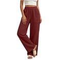thumbnail image 3 of Guluxicc Women's Straight Leg Pants Elastic Waist Long Trousers with Pockets Summer Casual Outfits for Everyday Wear, 3 of 6