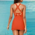 thumbnail image 6 of Dezsed Women's Tankini Swimsuit Tummy Control Bathing Suits Two Piece Slim Swim Suits with High Waisted Bottom Orange S, 6 of 9