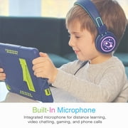 MEE audio KidJamz KJ55 Safe Listening USB-C Kids Headphones with LED Lights for Boys and Girls / Students / School / Library / Classroom (Blue)