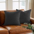 thumbnail image 6 of Throw Pillow Covers 24x24 Inch, Carbon Black Decorative Pillow Cases for Couch Sofa Bed, Rustic Farmhouse Solid Color Cotton Linen Square Home Decor Pillowcases with Hidden Zipper, 6 of 9
