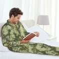 thumbnail image 4 of Mens Pajamas Set, green Camouflage pattern Button Down Long Sleeve Loungewear Sleepwear Pjs sets for Men, 4 of 5