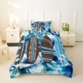 thumbnail image 2 of Castle Fairy Watercolor Floral Surfboard Twin Duvet Cover,Rustic Striped Board Layout Twin Bedding,Blue Brown,Grey Reversible,2pcs,No Comforter,1 Duvet Cover and 1 Pillowcase, 2 of 5