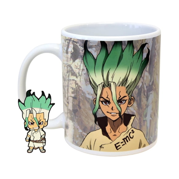 Taza de café Dr. Stone Just Funky Senku de 325 ml con pin esmaltado