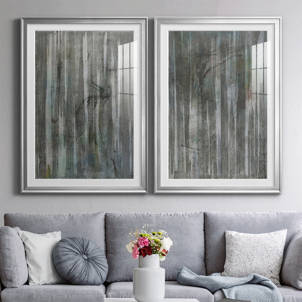 Wexford Home Birch Forest Abstracts I Premium Framed Print, 30.5" x 42.5" - Ready to Hang, Silver (Set of 2)