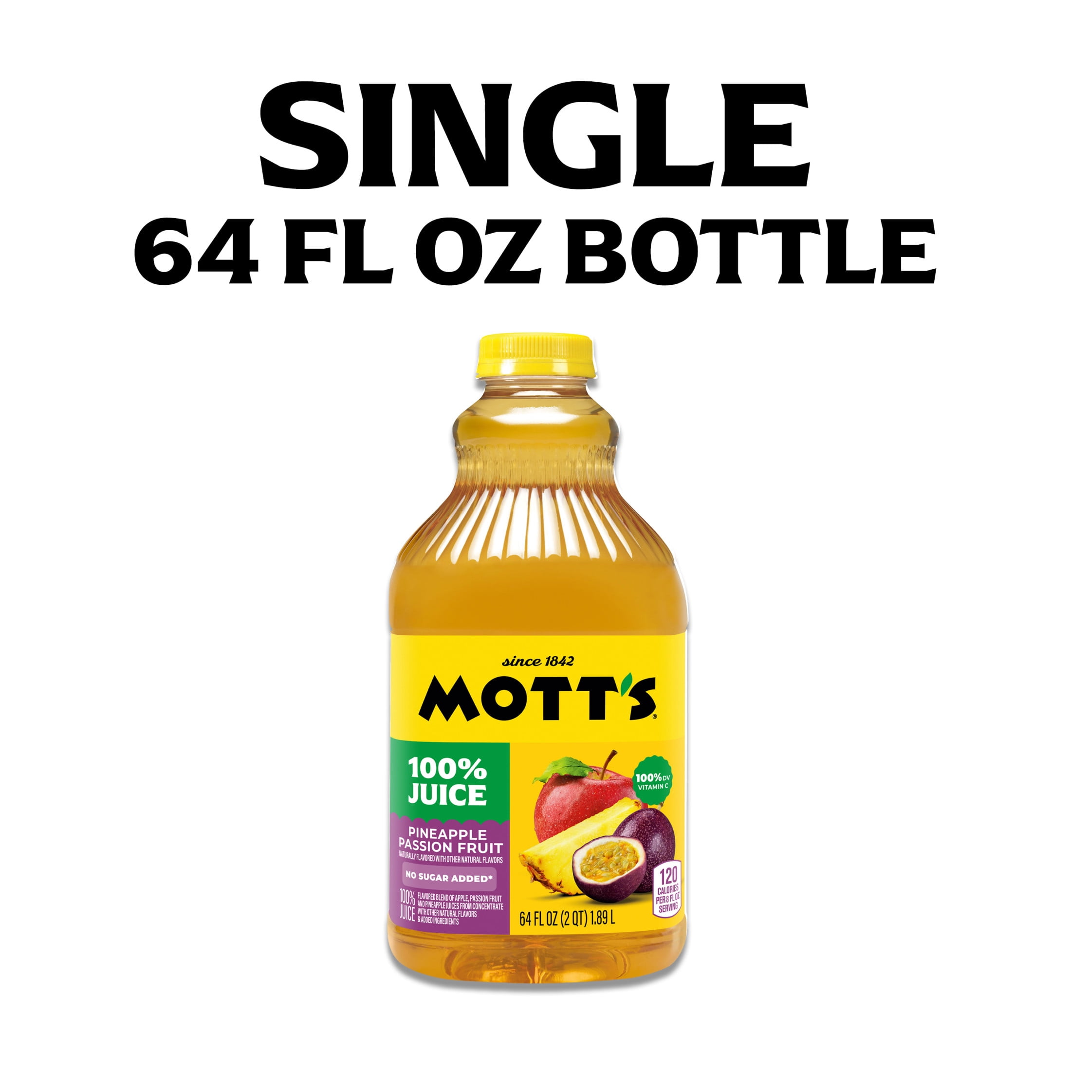 Mott's 100% Pineapple Passion Fruit Juice Blend, 64 fl oz, Bottle