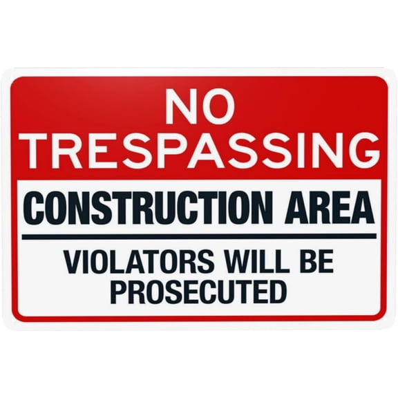Construction Area Violators Will Be Prosecuted Warning Sign, Security Safety Metal Signs, Vintage Caution Poster Wall Decor for Business Office Home Street Road Custom Use 12 x 8 Inch