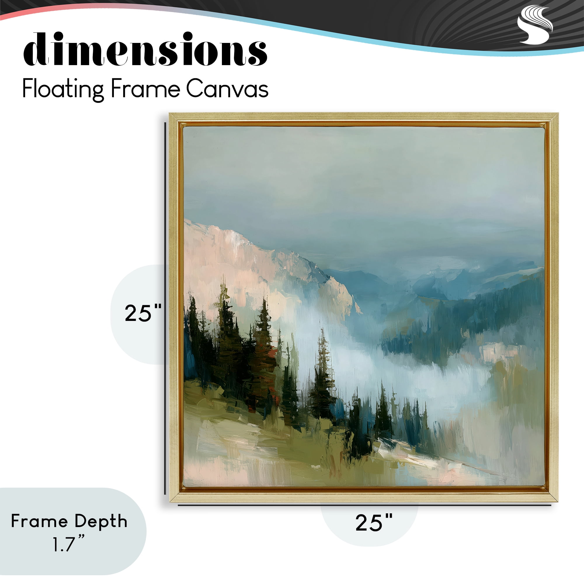 Stupell Industries Mountain Forest Impression Gold Framed Floater Canvas Wall Art, design by Kim Curinga