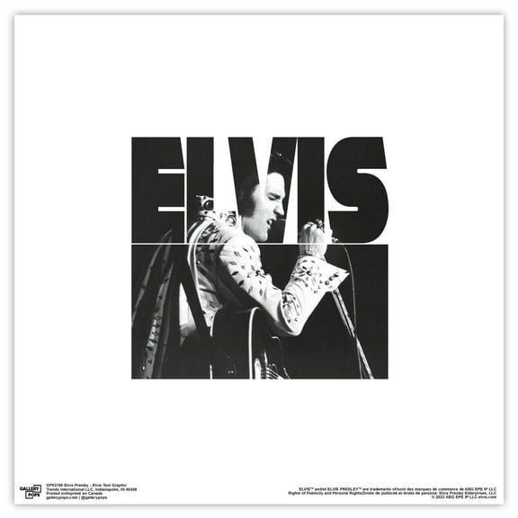 Gallery Pops Elvis Presley - Elvis Text Graphic Wall Art, Unframed Version, 12" x 12"