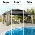 thumbnail image 2 of Summit Living 12' x 20' Hardtop Gazebo Aluminum Frame Galvanized Steel Double Roof Patio Gazebo with Netting & Curtains Brown, 2 of 8