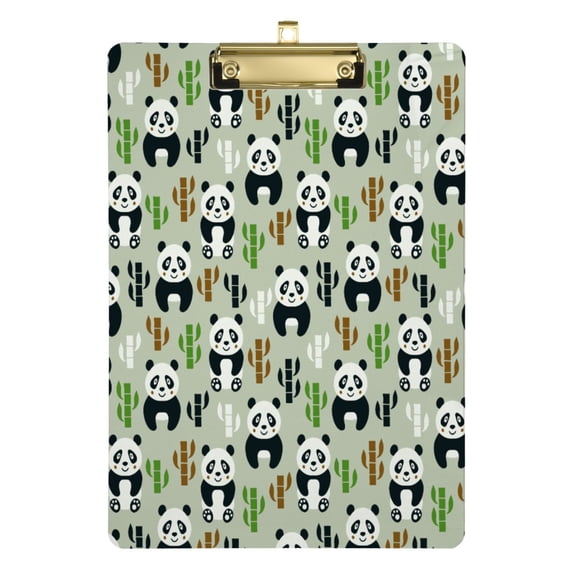 Cartoon Pandas and Bamboos Acrylic Clipboards A4 Standard Letter Size Clipboard 12.5" X 9" Clip Board for Students Teacher Office