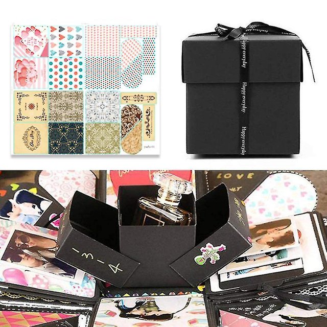 Caja de explosión negra creativa, caja sorpresa de álbum de fotos diy