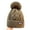 Happy Brown, variant on Women's Winter Knitted Brimless Beanie Hat with Fleece Lining and Pom-Pom, Thick Loose Snow Knitted Headwrap Ski Hat