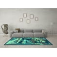 thumbnail image 3 of Ahgly Company Machine Washable Indoor Round Abstract Turquoise Blue Modern Area Rugs, 7' Round, 3 of 4