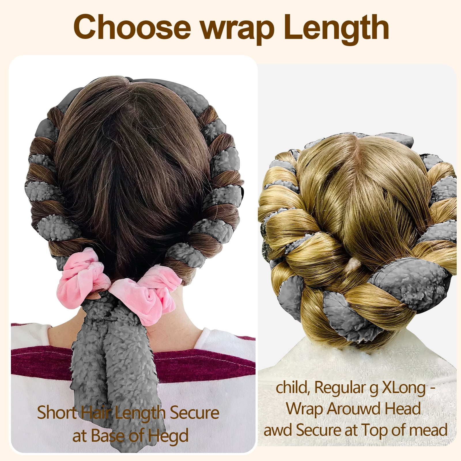 Satin Heatless Hair Curler, Lazy Natural Soft Wave DIY Heatless Curls for Sleep in Overnight, for All Hair Types, Grey