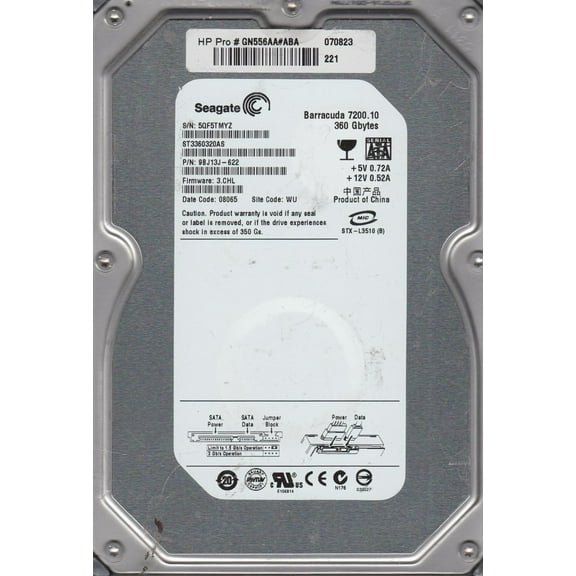 ST3360320AS, 5QF, WU, PN 9BJ13J-622, FW 3.CHL, Seagate 360GB SATA 3.5 Hard Drive