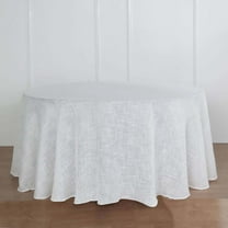 Efavormart 120" White Premium Faux Linen Round Tablecloth | Textured Wrinkle Free Tablecloth