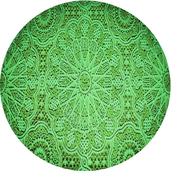 Ahgly Company Indoor Round Patterned Green Area Rugs, 3' Round