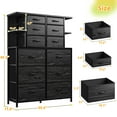 thumbnail image 5 of EnHomee Black Dresser with 12 Fabric Drawers Dresser for Bedroom Dresser with LED Lights & Storage Shelf, 5 of 8
