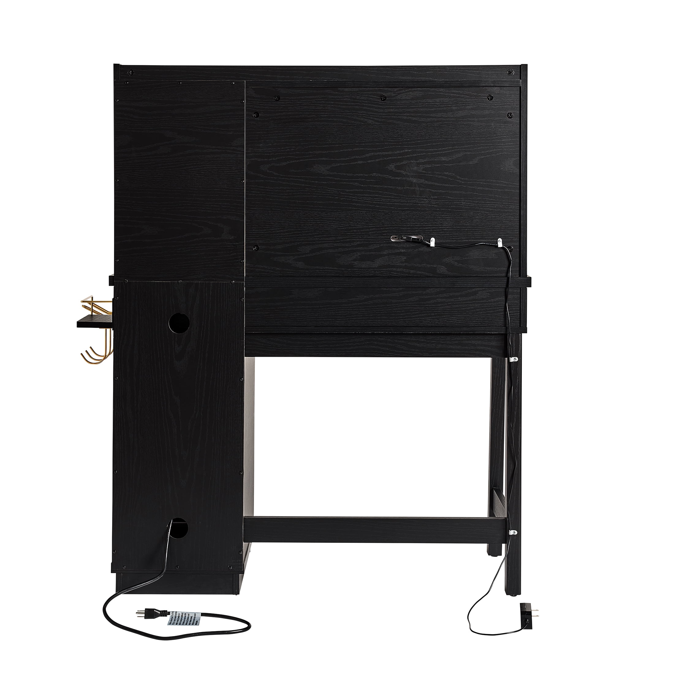 Better Homes & Gardens Lillian Vanity Desk with LED Mirror, Rich Black Finish