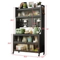 thumbnail image 5 of Vastcury 65" Tall 360° Rotating Modern Kitchen Pantry Buffet with 3 Flip Doors, Bakers Racks with Hooks and Open Shelves for Kitchen and Dining Room, Grey, 5 of 9