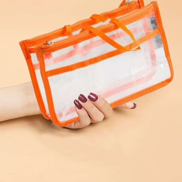 Clear Stadium Approved Tote Bag for Concerts and Travel - Transparent PVC Makeup Organizer with Multiple Pockets