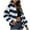 Blue, variant on Admvng Womens Jacket Woven Striped Zipper Loose Sweater Casual Solid Warm Long Sleeve Top, Size S-XL